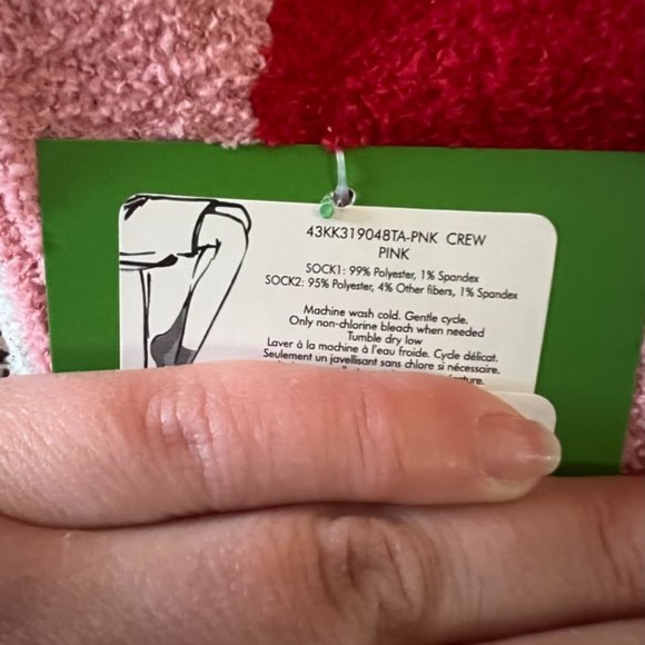 kate spade pink heart fuzzy fluffy slipper socks set of 2 nwt - Picture 3 of 6